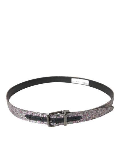 Dolce &amp; Gabbana Multicolor Embellished Silver Metal Buckle Belt