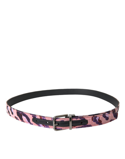 Dolce &amp; Gabbana Multicolor Jacquard Leather Metal Buckle Belt
