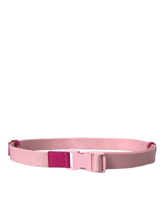 Dolce &amp; Gabbana Damengürtel aus rosa Canvas mit Stretch-Kunststoffschnalle