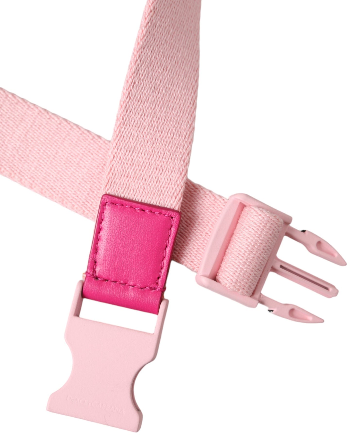 Dolce &amp; Gabbana Damengürtel aus rosa Canvas mit Stretch-Kunststoffschnalle