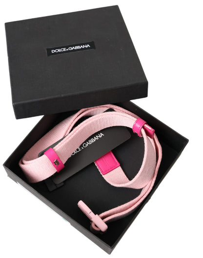 Dolce &amp; Gabbana Damengürtel aus rosa Canvas mit Stretch-Kunststoffschnalle