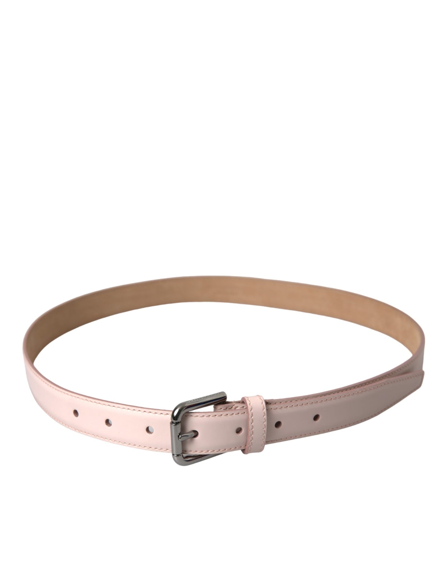 Dolce &amp; Gabbana Hellrosa Ledergürtel mit silberner Metallschnalle