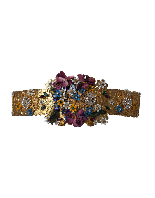 Dolce &amp; Gabbana – Breiter Taillengürtel mit mehrfarbigem Blumen- und Kristallverzierung