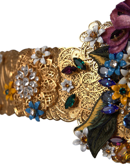 Dolce &amp; Gabbana – Breiter Taillengürtel mit mehrfarbigem Blumen- und Kristallverzierung