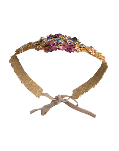 Dolce &amp; Gabbana – Breiter Taillengürtel mit mehrfarbigem Blumen- und Kristallverzierung