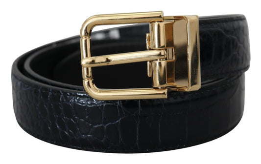 Dolce &amp; Gabbana – Schwarzer Gürtel aus exotischem Leder mit goldener Metallschnalle
