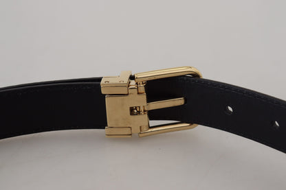 Dolce &amp; Gabbana – Schwarzer Gürtel aus exotischem Leder mit goldener Metallschnalle