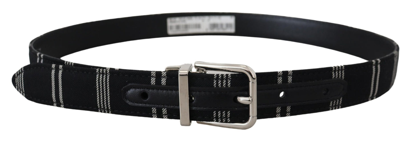 Dolce &amp; Gabbana Gürtel aus Baumwolle, schwarz/weiß, mit silberner Metallschnalle