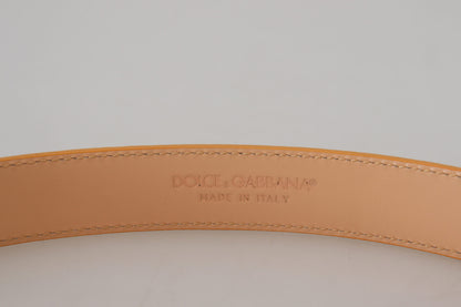 Dolce &amp; Gabbana – Beigefarbener Gürtel aus exotischem Leder mit goldener Metallschnalle