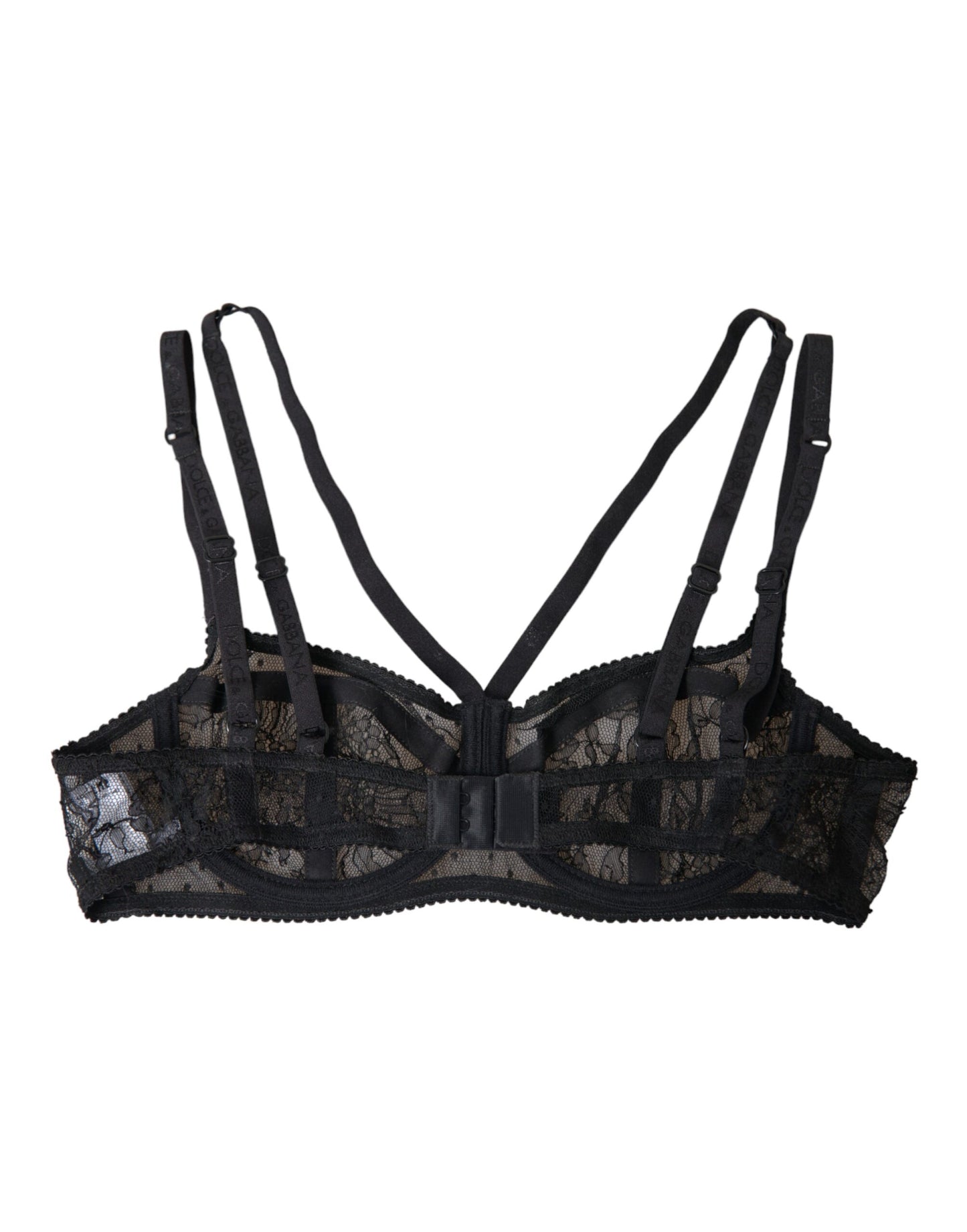 Dolce &amp; Gabbana – Balconcino-BH aus Nylon mit Blumenspitze in Schwarz