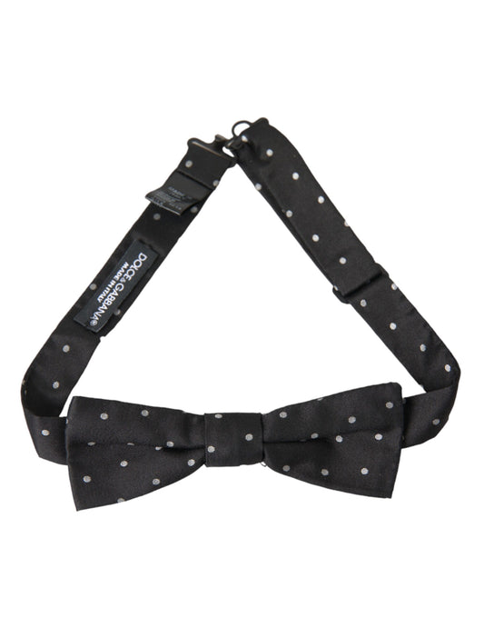 Dolce &amp; Gabbana Schwarz-Weiß Polka Dot Seide Herren Hals Fliege