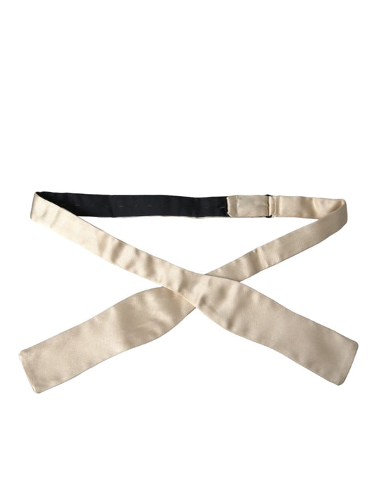 Dolce &amp; Gabbana Beige Seide Schmale Skinny Krawatte Herren Fliege