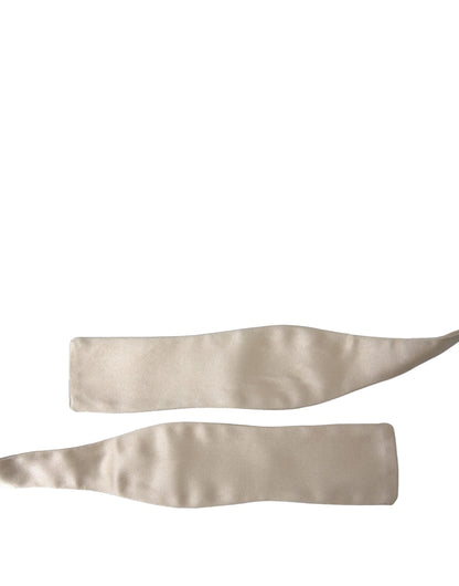 Dolce &amp; Gabbana Beige Seide Schmale Skinny Krawatte Herren Fliege