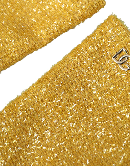 Dolce &amp; Gabbana – Goldene Lurex-Fantasia-Handschuhe in Mittellänge