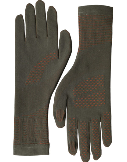 Dolce &amp; Gabbana – Handgelenklange Handschuhe aus Stretch-Baumwolle in Braun