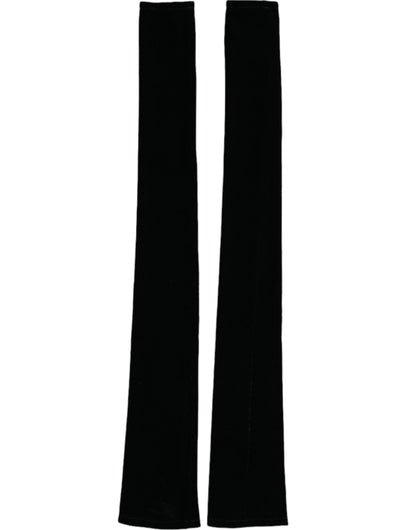 Dolce &amp; Gabbana – Lange, fingerlose Handschuhe aus Nylon in Schwarz mit Ellenbogenpartie