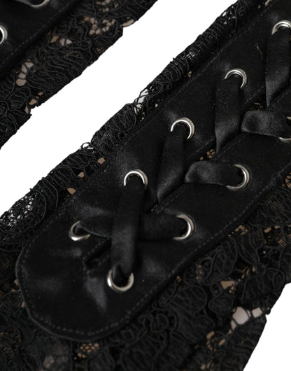 Dolce &amp; Gabbana – Schwarze Taormina-Spitzenhandschuhe in Ellenbogenlänge