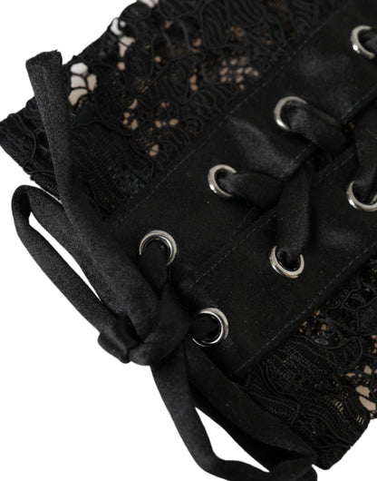 Dolce &amp; Gabbana – Schwarze Taormina-Spitzenhandschuhe in Ellenbogenlänge