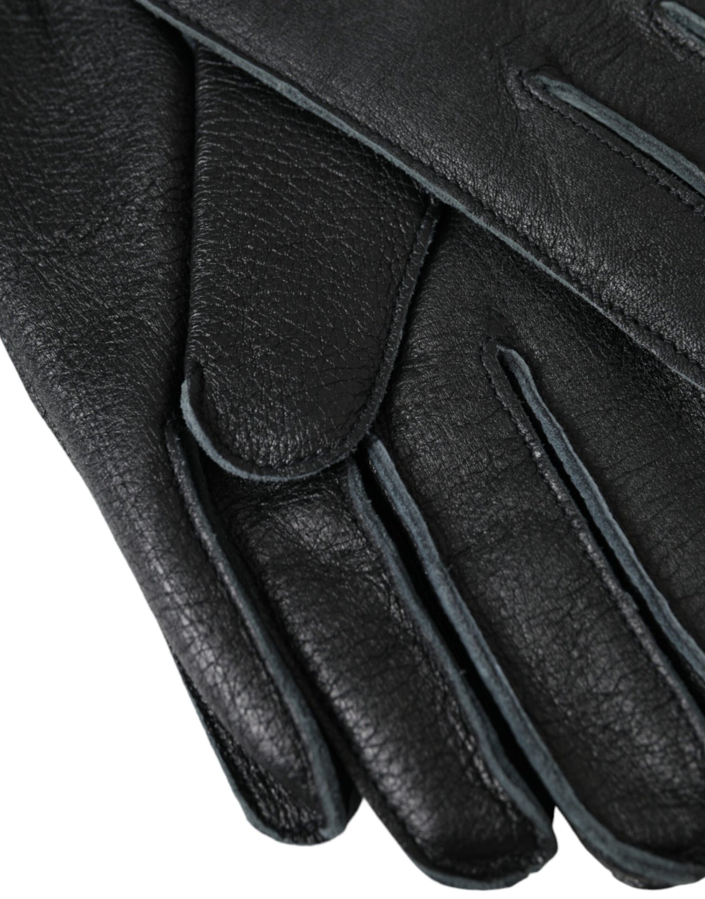 Dolce &amp; Gabbana – Handgelenklange Handschuhe aus schwarzem Hirschleder