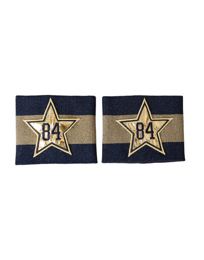 Dolce &amp; Gabbana Schwarz-Gold-Logo-Stern 84 Viskose-Armband