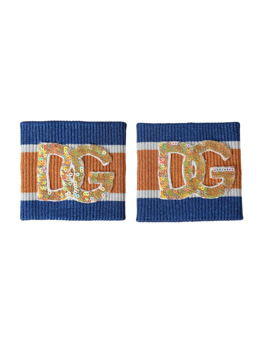 Dolce &amp; Gabbana – Viskose-Armband mit mehrfarbigem Logo und Pailletten
