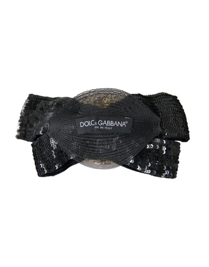 Dolce &amp; Gabbana – Handgemachte Haarnadel mit schwarzen Pailletten und Perlen