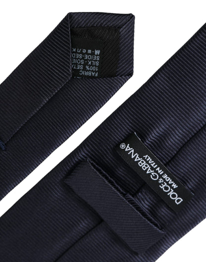 Dolce &amp; Gabbana Blaue, einfarbige, verstellbare Seidenkrawatte Herren