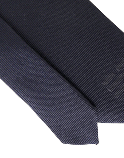 Dolce &amp; Gabbana Blaue, einfarbige, verstellbare Seidenkrawatte Herren