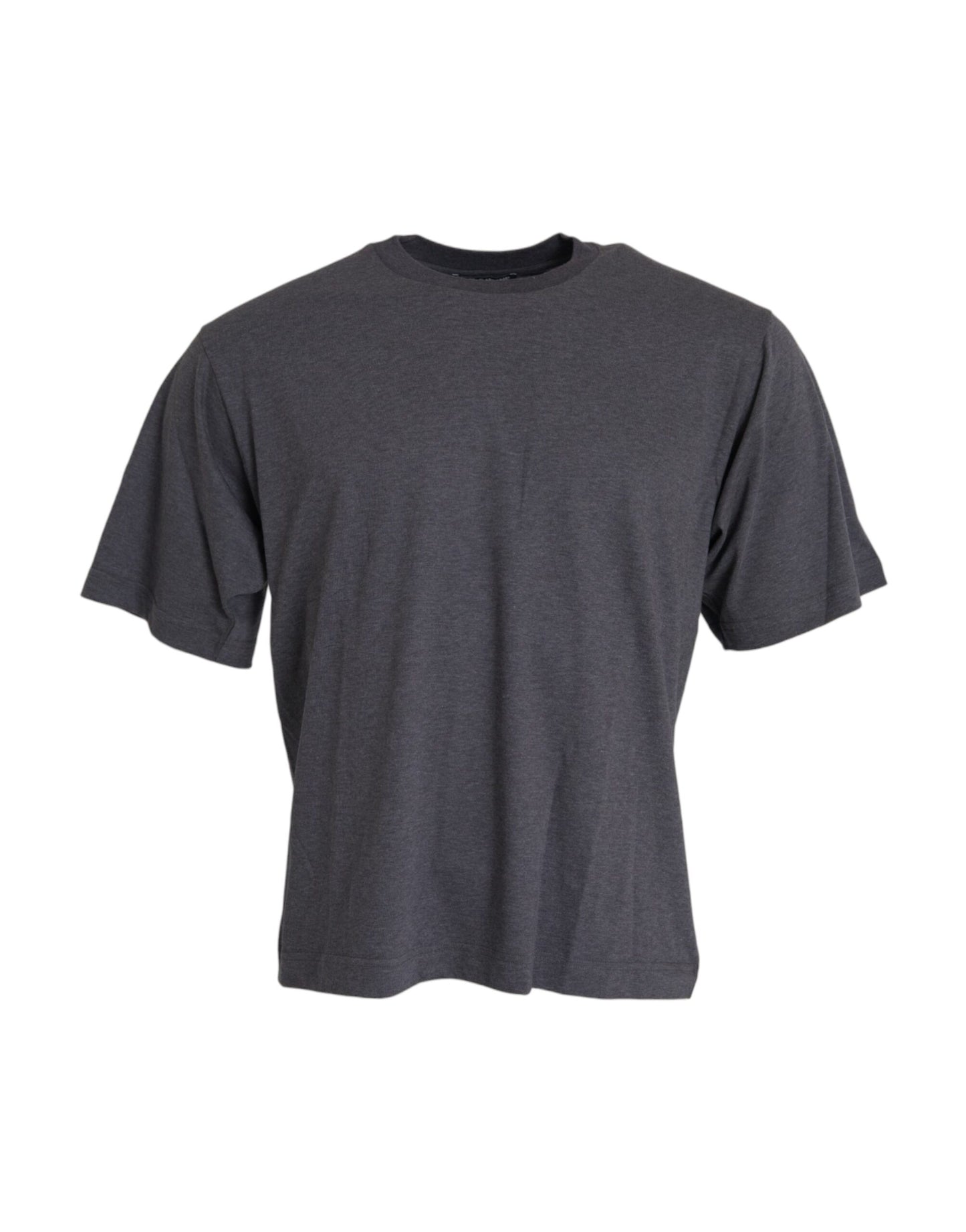Dolce &amp; Gabbana Graues Kurzarm-T-Shirt aus Baumwolle mit Rundhalsausschnitt