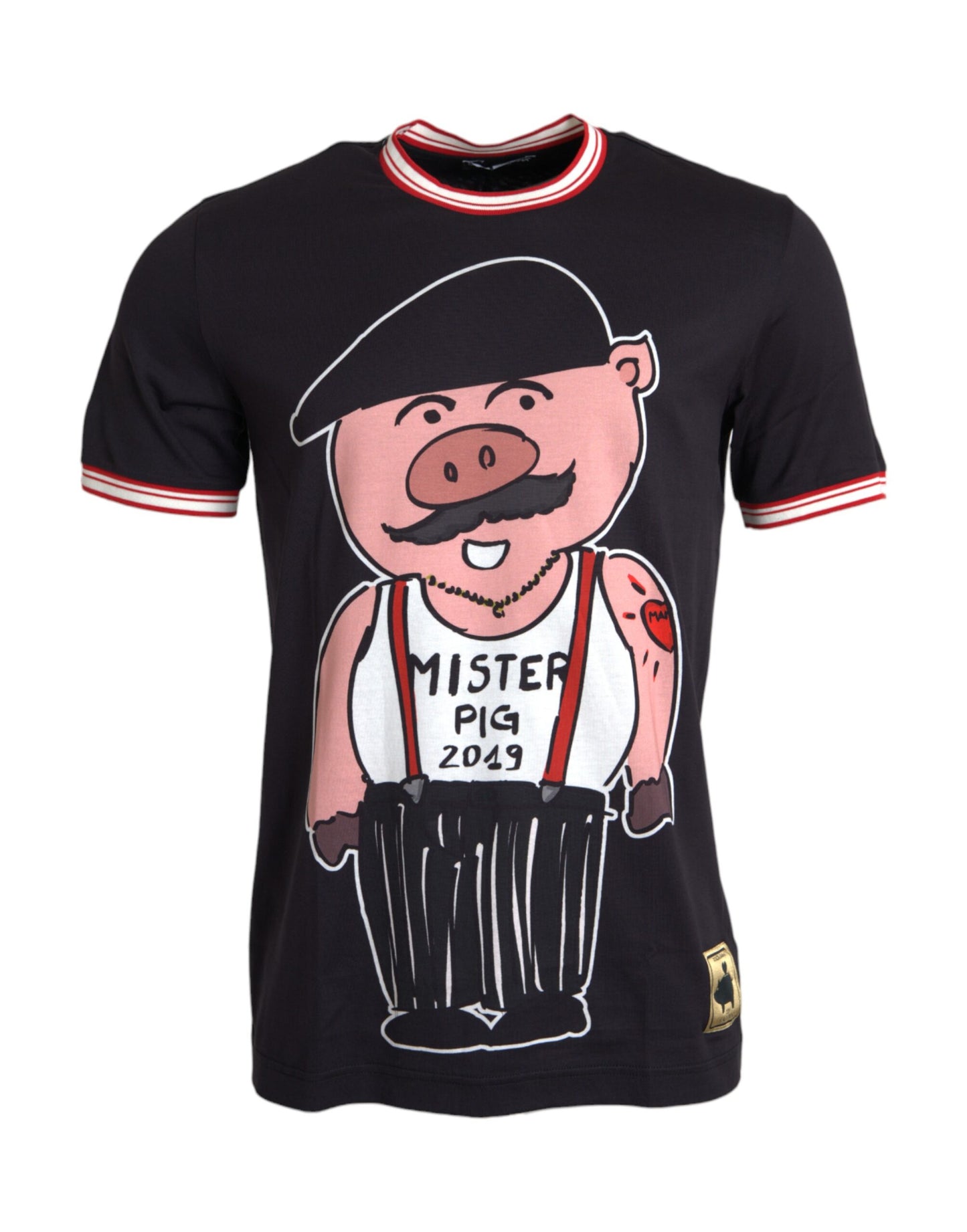 Dolce &amp; Gabbana Black Cotton 2019 Year of the Pig T-shirt