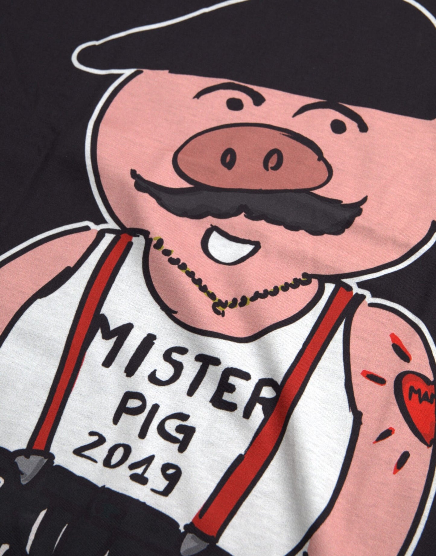 Dolce &amp; Gabbana Black Cotton 2019 Year of the Pig T-shirt