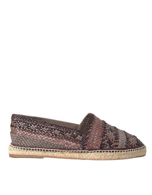 Dolce &amp; Gabbana – Flache Espadrilles aus Büffelleder in Braun