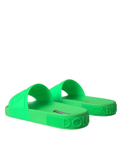 Dolce &amp; Gabbana Grüne Leder-Sandalen, Strandschuhe