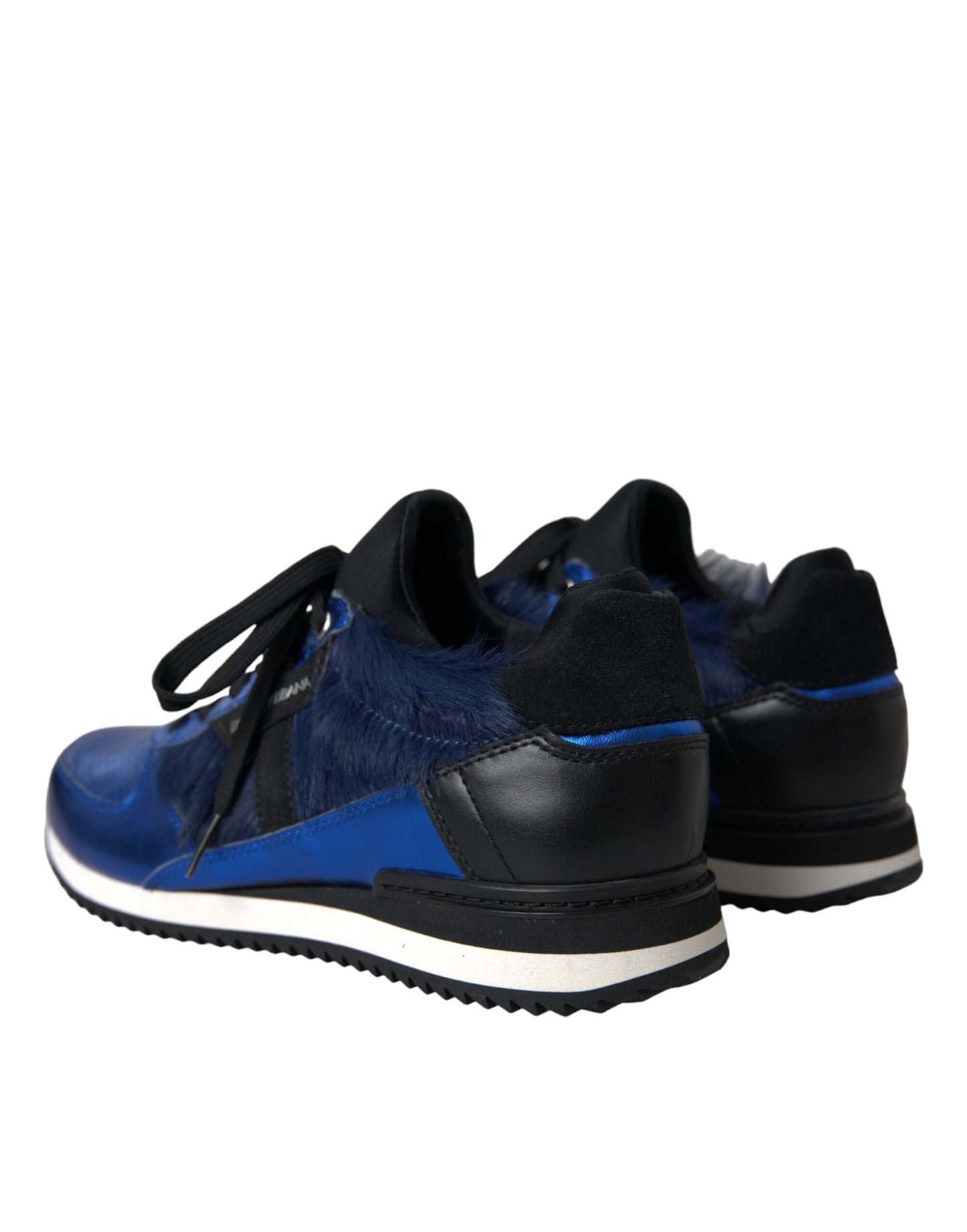 Dolce &amp; Gabbana Blaue schwarze Turnschuhe aus Kalbshaarleder
