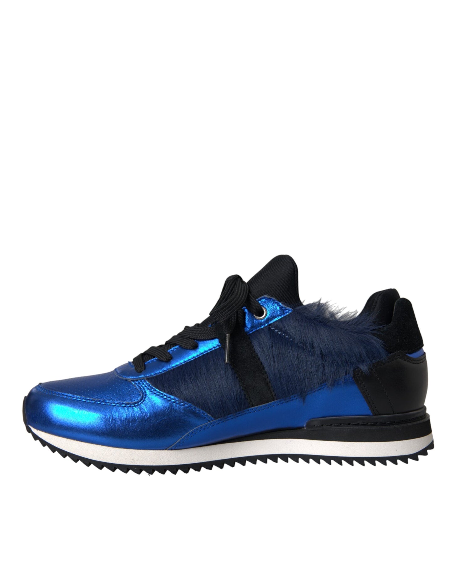 Dolce &amp; Gabbana Blaue schwarze Turnschuhe aus Kalbshaarleder