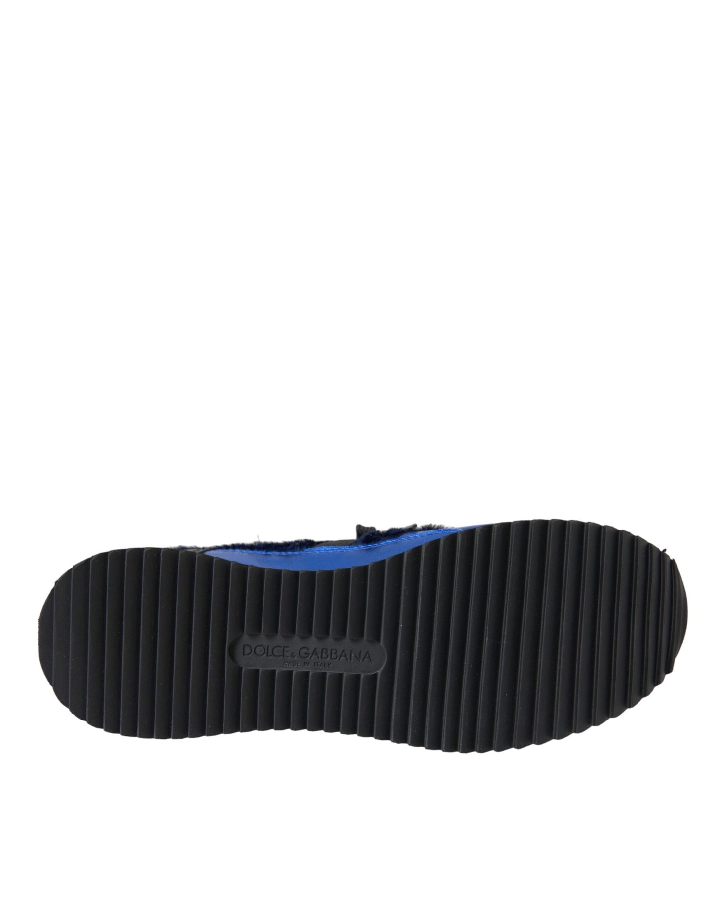 Dolce &amp; Gabbana Blaue schwarze Turnschuhe aus Kalbshaarleder