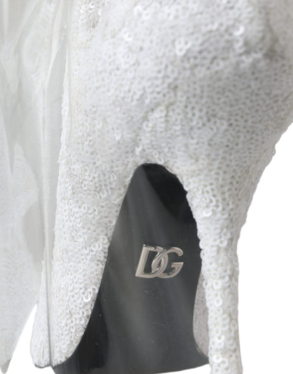 Dolce &amp; Gabbana White Heels Stiletto Knee High Boots Shoes