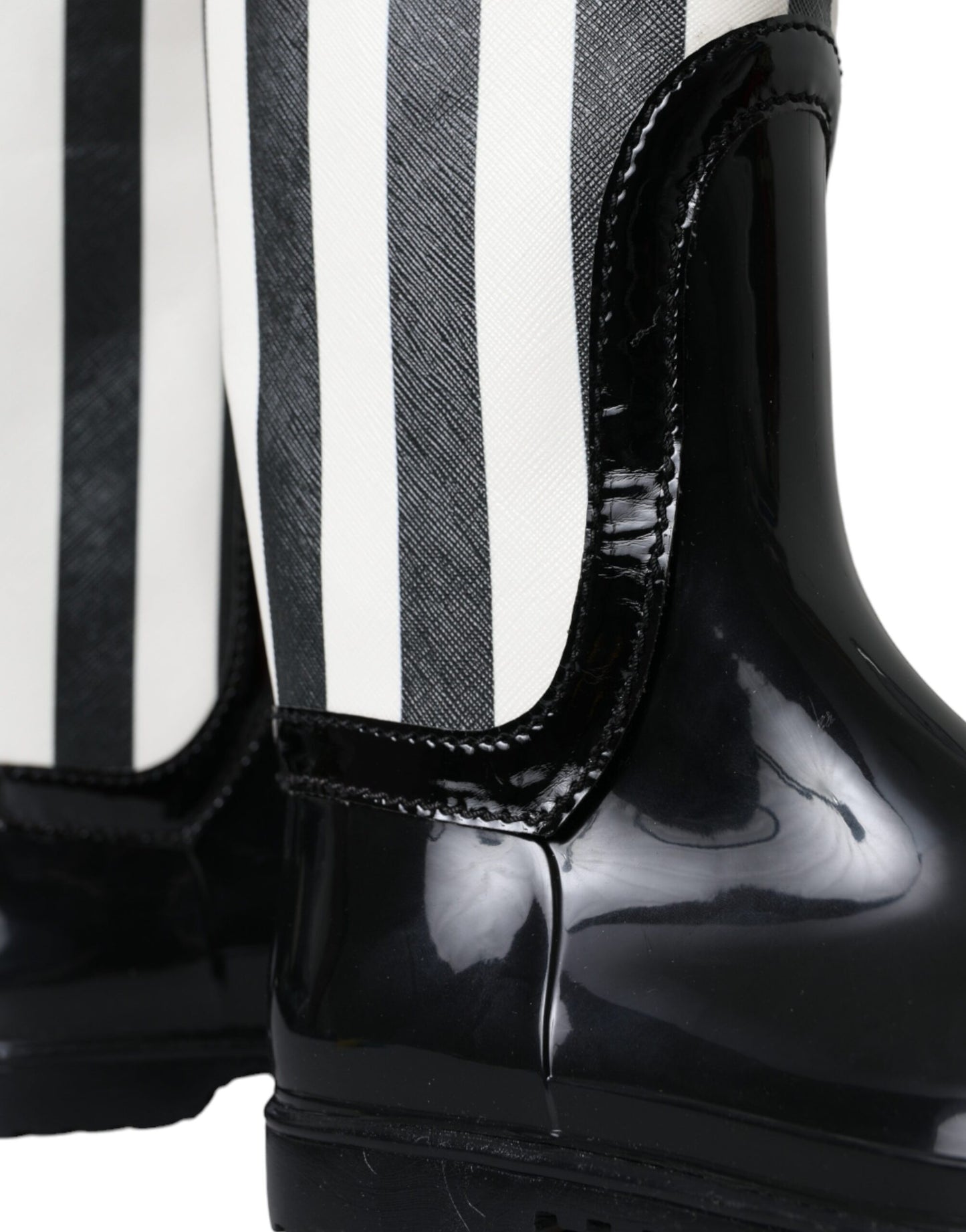 Dolce &amp; Gabbana Black Rubber Knee High Flat Boots Shoes