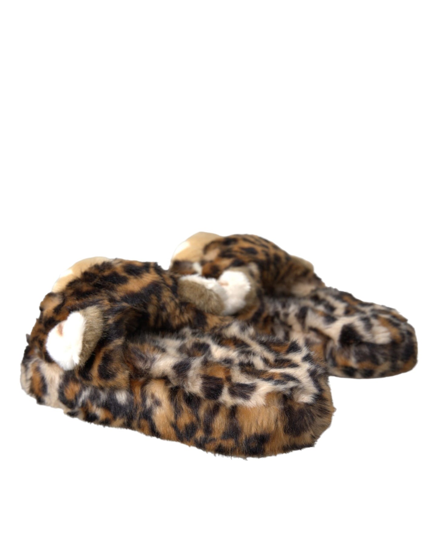 Dolce &amp; Gabbana Braune Tiger-Hausschuhe, flache Sandalen, Schuhe