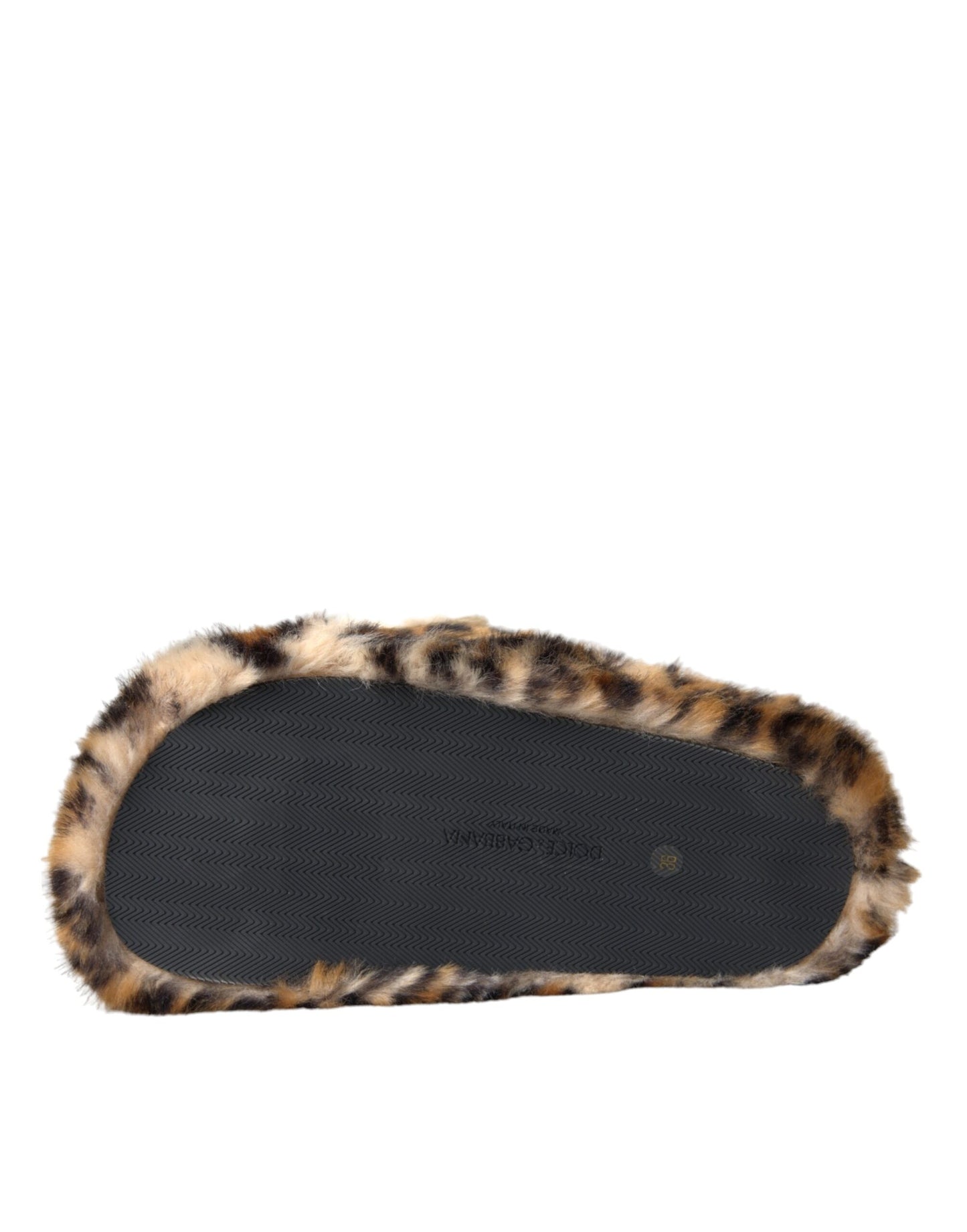 Dolce &amp; Gabbana Braune Tiger-Hausschuhe, flache Sandalen, Schuhe