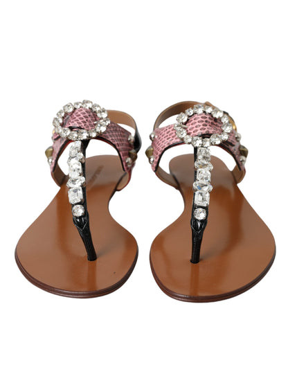 Dolce &amp; Gabbana Multicolor Crystal Sandalen Flip Flops Schuhe