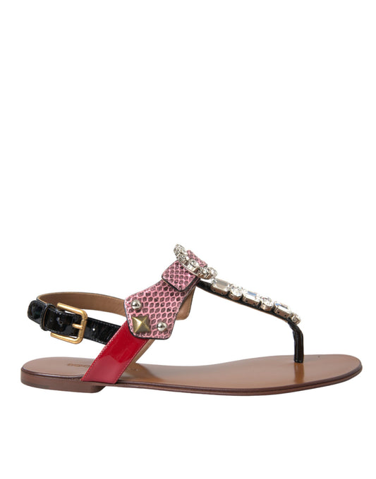Dolce &amp; Gabbana Multicolor Crystal Sandalen Flip Flops Schuhe