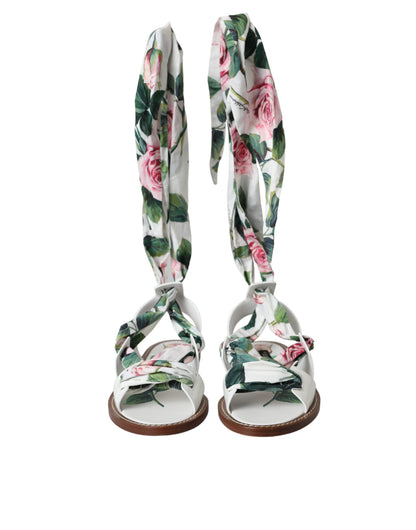 Dolce &amp; Gabbana Sandalen mit mehrfarbigem Blumendruck und Knöchelriemen
