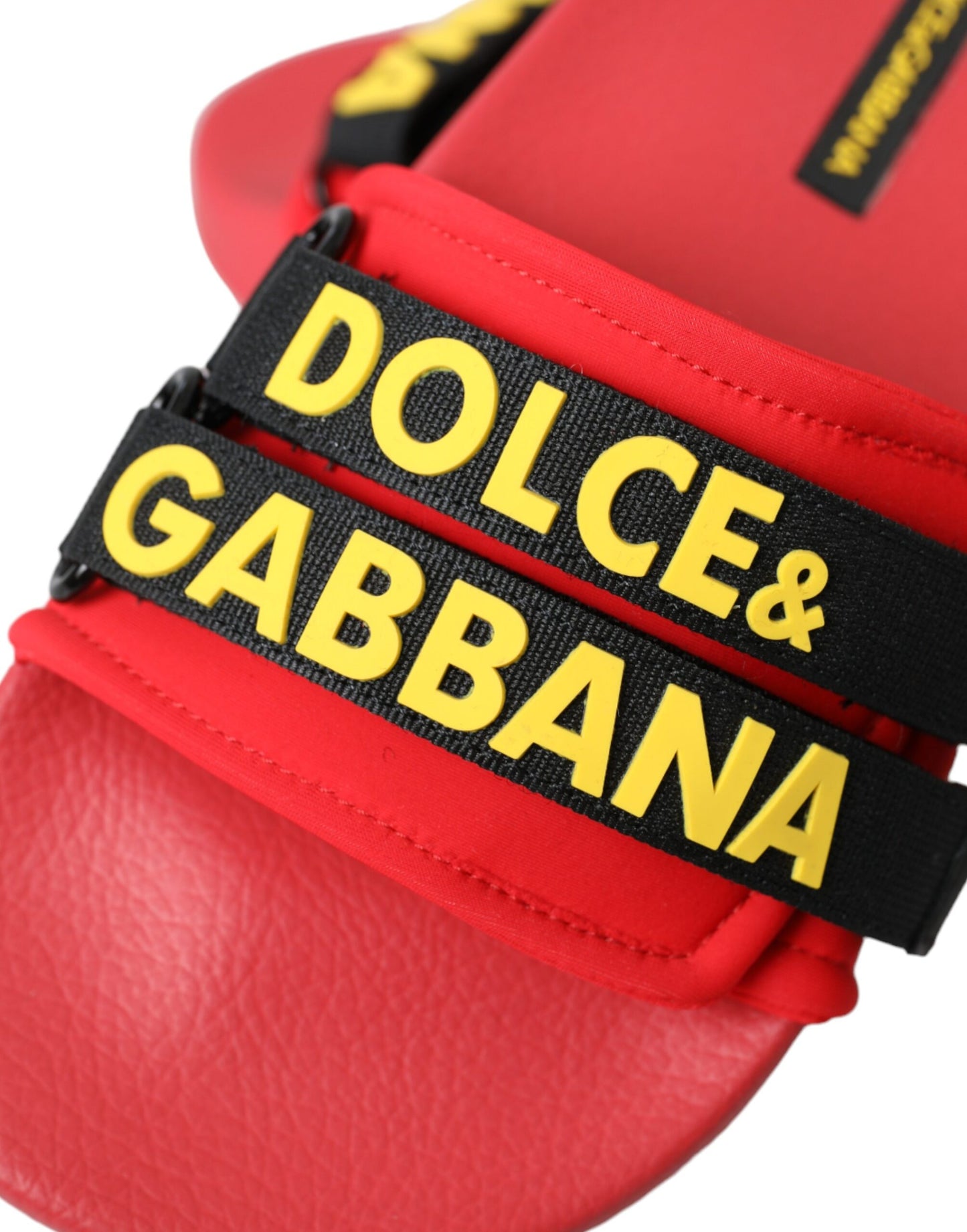 Dolce &amp; Gabbana Rot Schwarz Logo Beachwear Flats Sandalen Schuhe