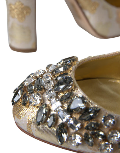 Dolce &amp; Gabbana – Mary Janes-Pumps mit goldenem Jacquard-Kristall