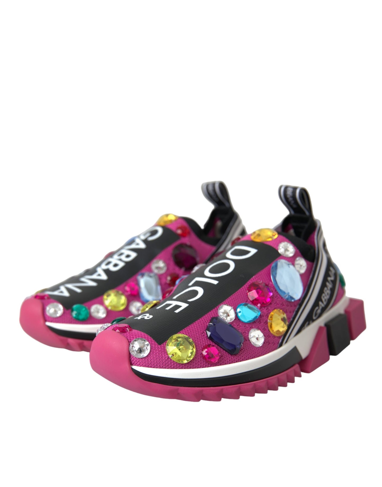 Dolce &amp; Gabbana Pink Sorrento Kristalle Sneakers Schuhe