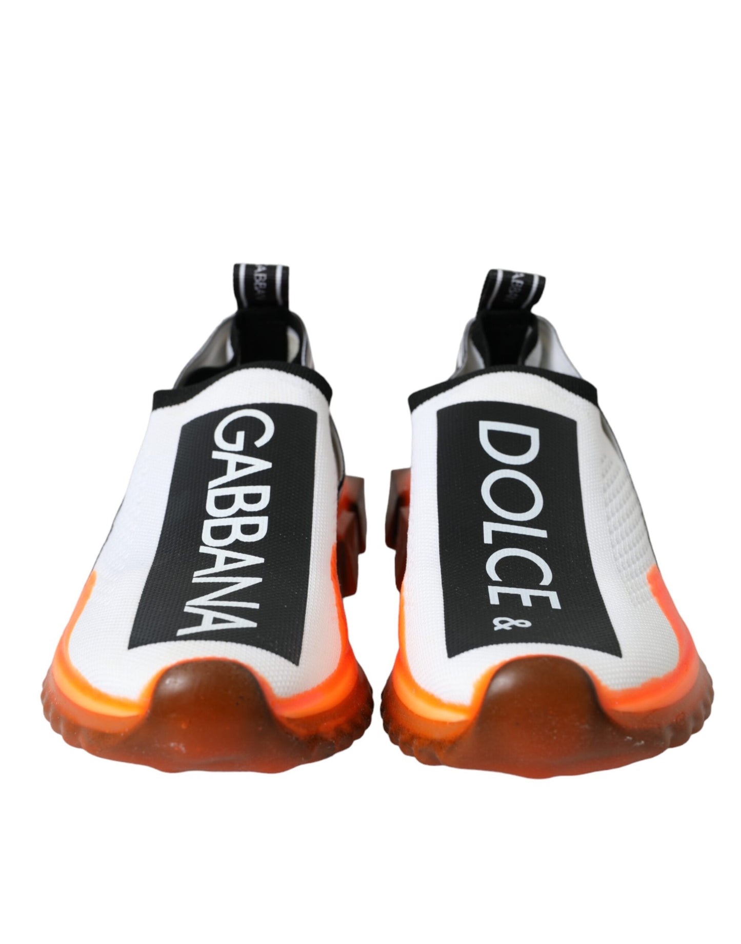 Dolce &amp; Gabbana Schwarz Weiß Orange Slip On Sorrento Sneakers Schuhe