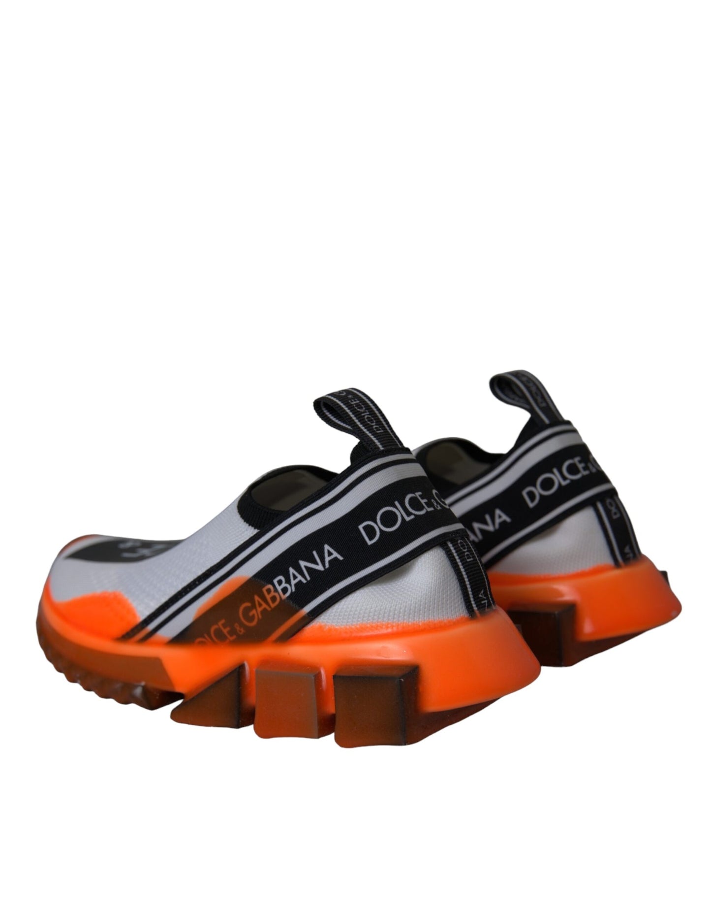 Dolce &amp; Gabbana Schwarz Weiß Orange Slip On Sorrento Sneakers Schuhe