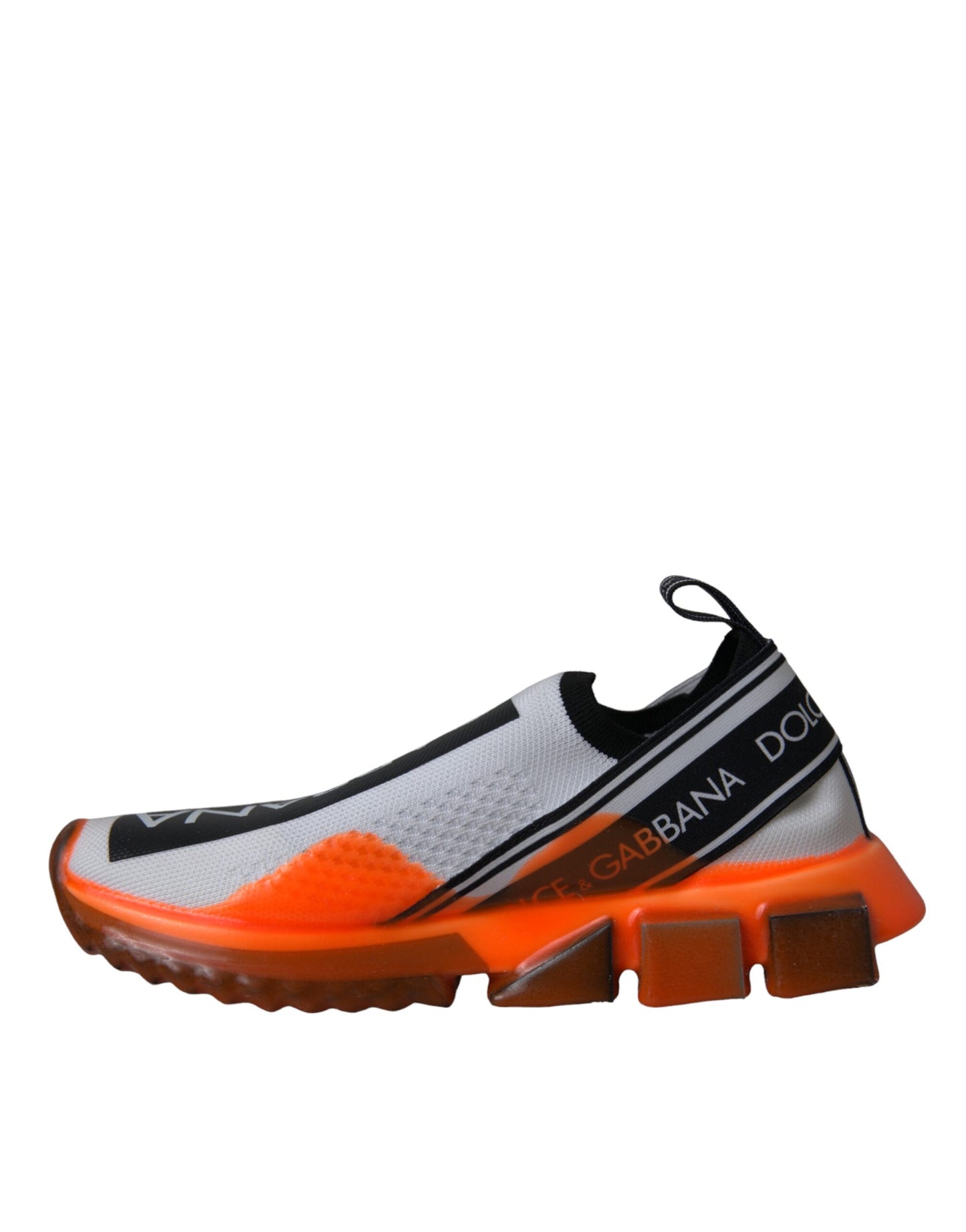 Dolce &amp; Gabbana Schwarz Weiß Orange Slip On Sorrento Sneakers Schuhe