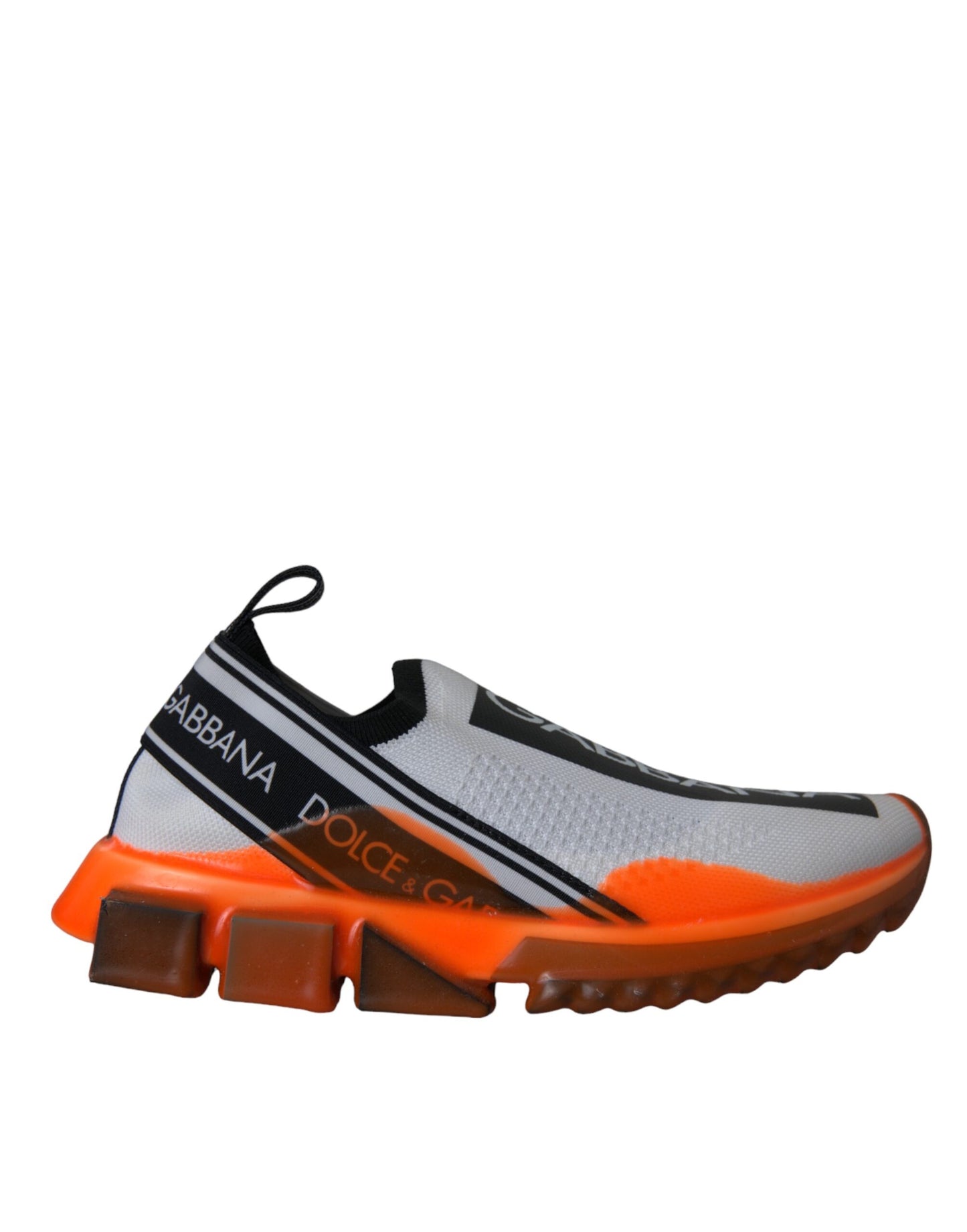 Dolce &amp; Gabbana Schwarz Weiß Orange Slip On Sorrento Sneakers Schuhe